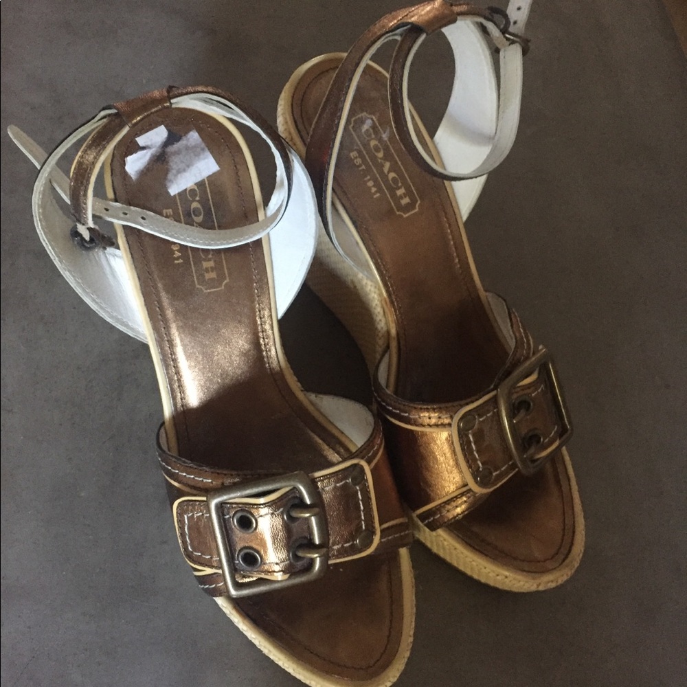 COACH Copper Metallic Wedges
